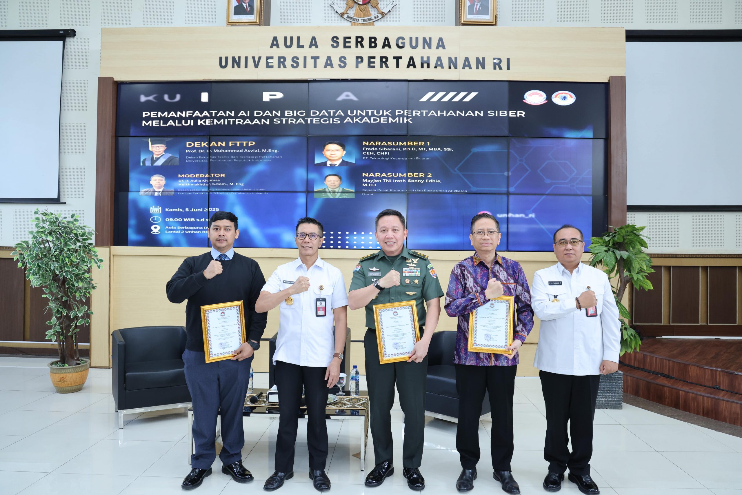 Program Studi Informatika Fakultas Teknik dan Teknologi Pertahanan Unhan RI Selenggarakan Kuliah Pakar “Pemanfaatan AI dan Big Data untuk Pertahanan Siber melalui Kemitraan Strategis Akademi dan Militer”